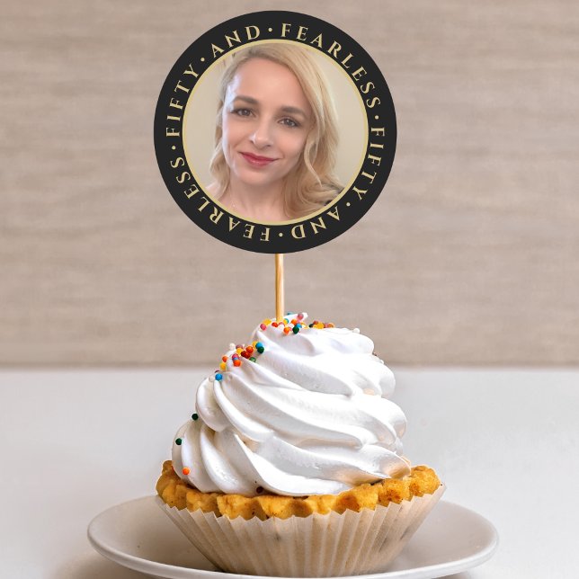 Sticker Rond 50 et sans peur Elegant Gold personnalisé photo An (Créateur téléchargé)