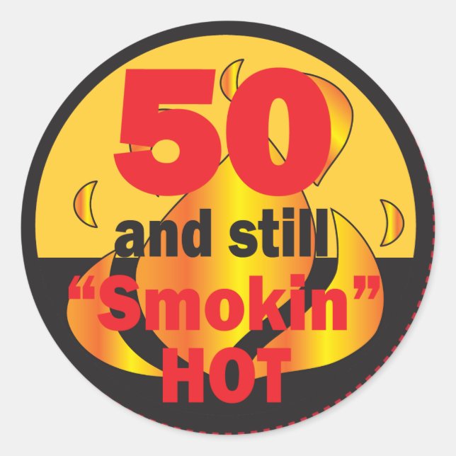 Sticker Rond 50 et Smokin Hot - 50e anniversaire (Devant)