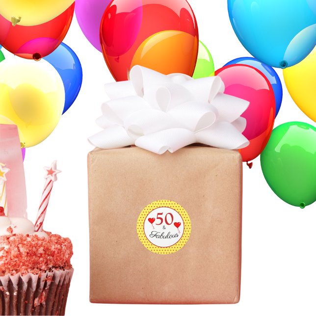 Sticker Rond 50 & Fabuleuse typographie Rouge 50e anniversaire  (Créateur téléchargé)