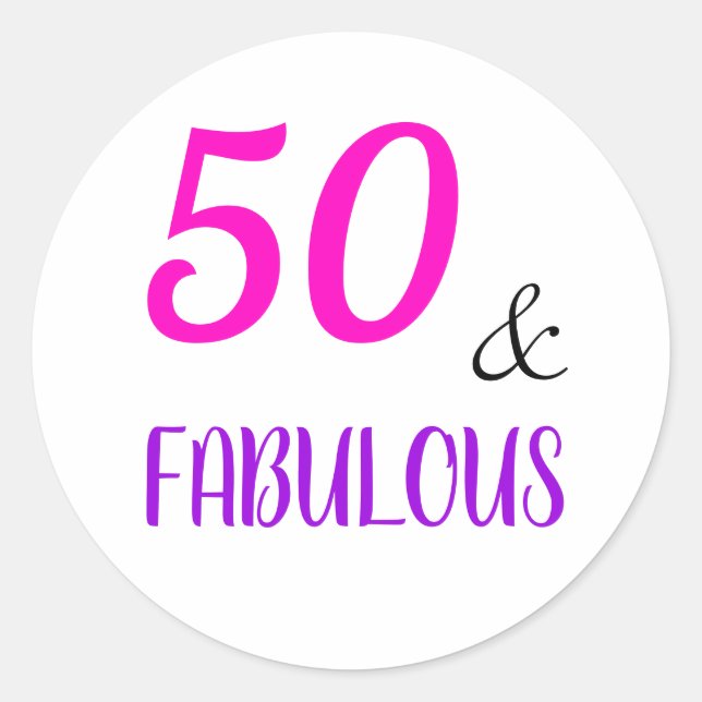 Sticker Rond 50 & Fabuleux rose & violet moderne Anniversaire (Devant)