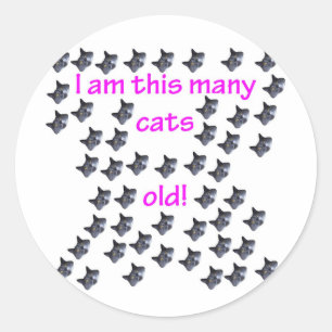 Sticker Rond 50 Têtes de chat vieilles