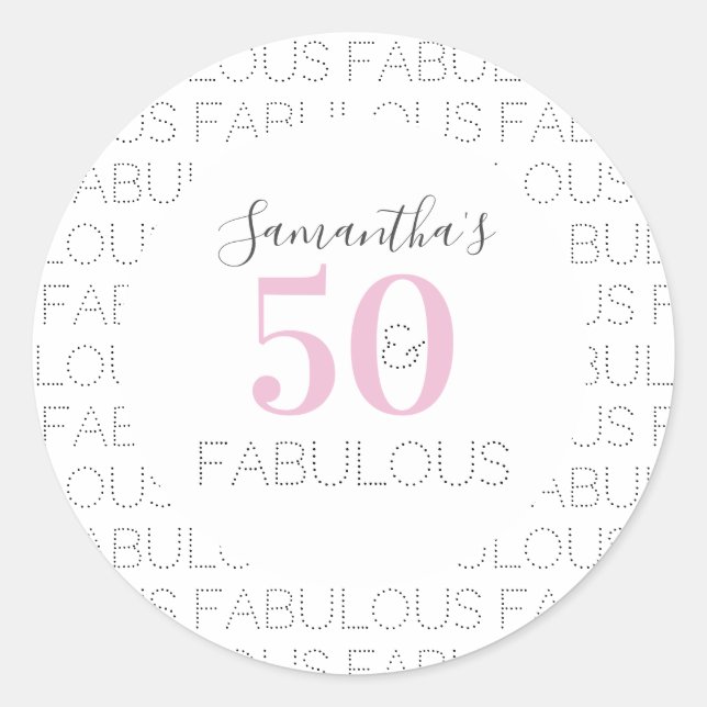 Sticker Rond 50e anniversaire 50 et fabuleux Modern Pink (Devant)