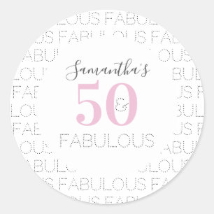Sticker Rond 50e anniversaire 50 et fabuleux Modern Pink