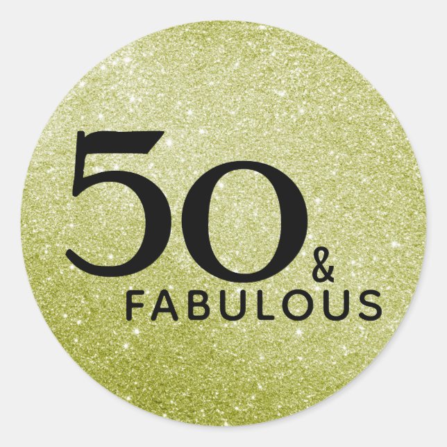 Sticker Rond 50e anniversaire 50 et Fabulous Gold Black Parties (Devant)