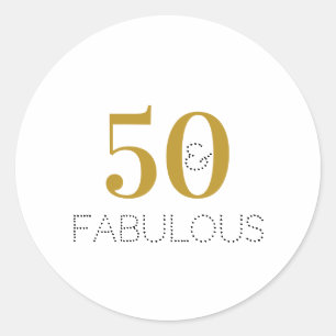 Sticker Rond 50e anniversaire 50 et or blanc fabuleux