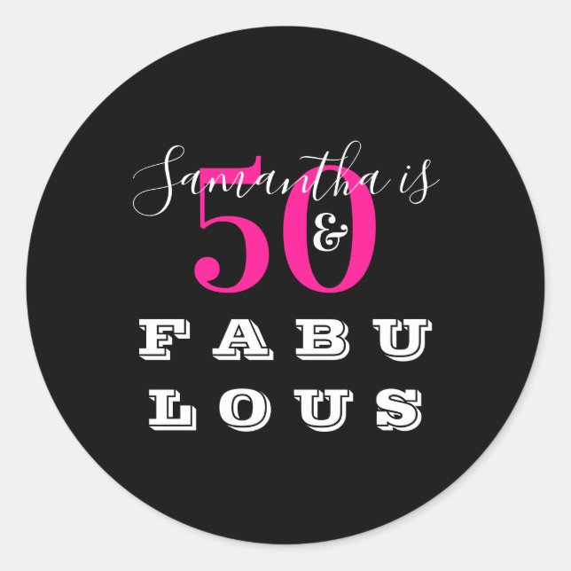 Sticker Rond 50e anniversaire 50 fabuleuse fête d'anniversaire  (Devant)