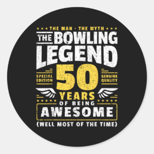Sticker Rond 50e anniversaire Bowling 50 ans Old Bowler