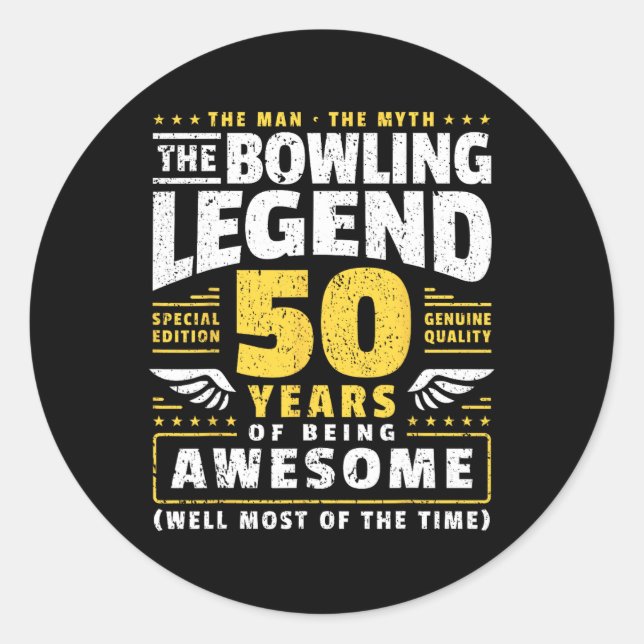Sticker Rond 50e anniversaire Bowling 50 ans Old Bowler (Devant)