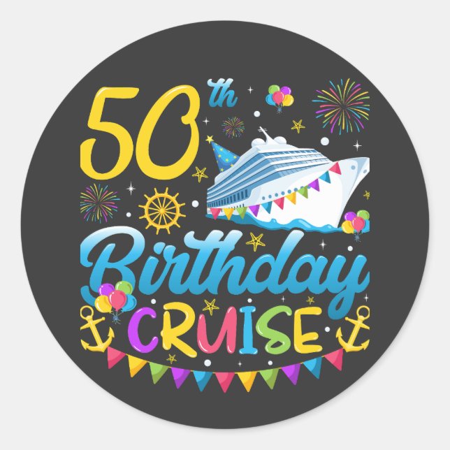 Sticker Rond 50e anniversaire Croisière B-Day Party (Devant)