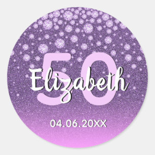 Sticker Rond 50e anniversaire de la fête de parties scintillant
