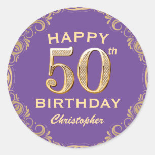 Sticker Rond 50e anniversaire de la Parties scintillant violet