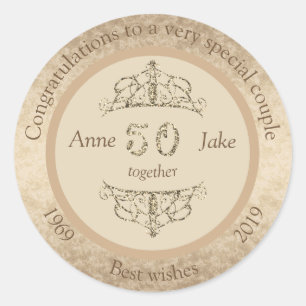 Sticker Rond 50e anniversaire de Mariage Cadeaux pour les coupl