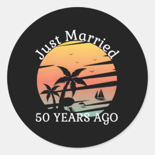 Sticker Rond 50E Anniversaire De Mariage Croisière Juste Marié 