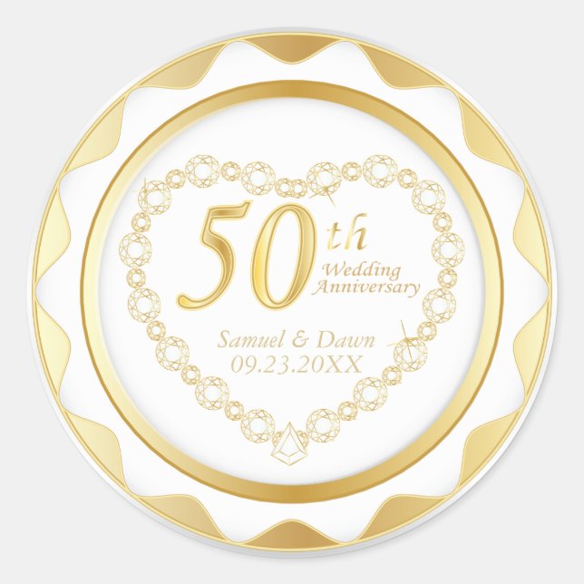 Sticker Rond 50e anniversaire de Mariage d'or (Devant)