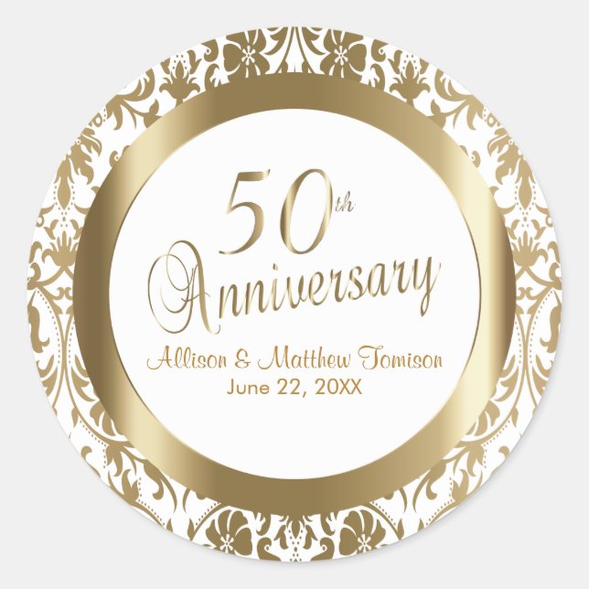 Sticker Rond 50e anniversaire de Mariage d'or (Devant)