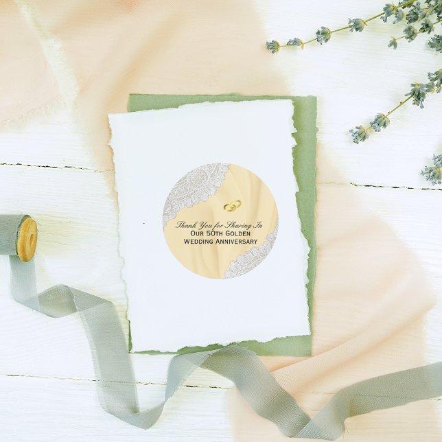 Sticker Rond 50e anniversaire de Mariage d'or Merci (Créateur téléchargé)