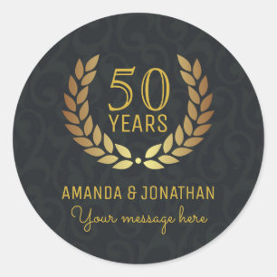 Sticker Rond 50e anniversaire de Mariage d'or personnalisable