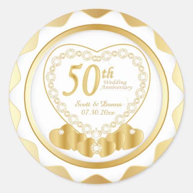 Sticker Rond 50e anniversaire de Mariage d'or | Texte do-it-you (Devant)