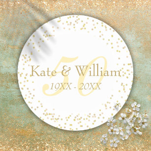 Sticker Rond 50e anniversaire de Mariage Gold Dust Confetti