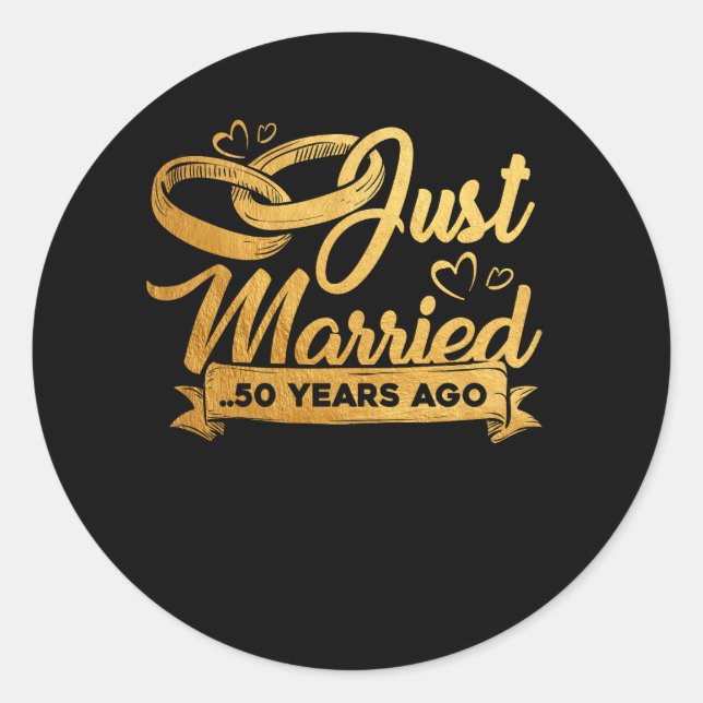 Sticker Rond 50e anniversaire de mariage Mariés il y a 50 ans (Devant)