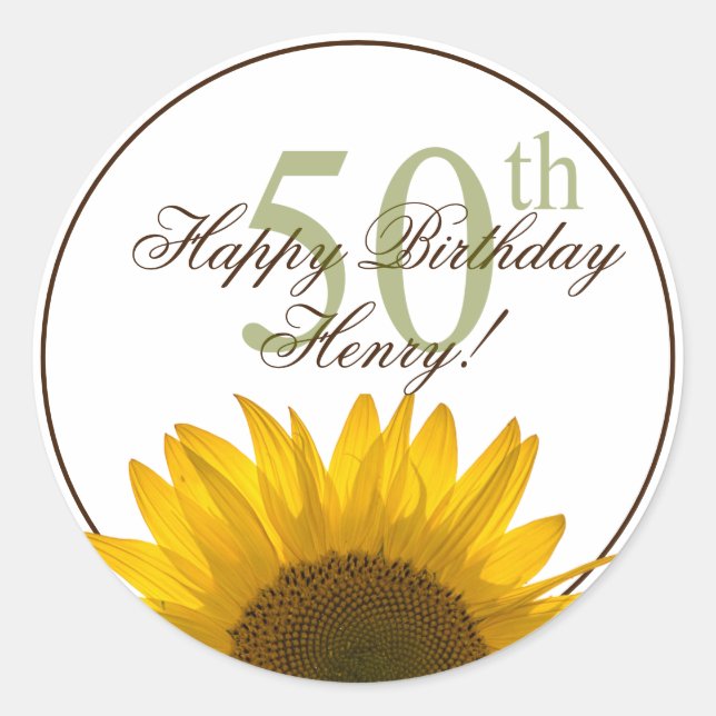 Sticker Rond 50e anniversaire de tournesol (Devant)