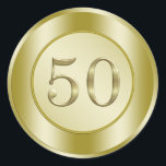 Sticker Rond 50e anniversaire d'or<br><div class="desc">Effet d'or Sticker du 50e anniversaire ou anniversaire du Mariage</div>