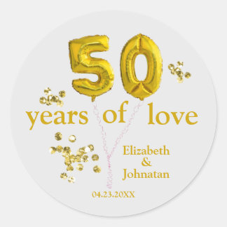 Sticker Rond 50e anniversaire du Mariage Baloons avec les noms