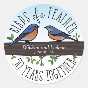 Sticker Rond 50e anniversaire du Mariage, Bluebirds of a Feathe