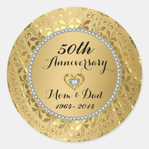Sticker Rond 50e anniversaire du Mariage Diamonds & Gold