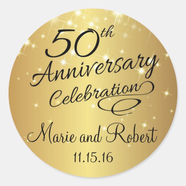 Sticker Rond 50e anniversaire du Mariage d'or (Devant)
