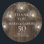 Sticker Rond 50e anniversaire du Mariage Merci<br><div class="desc">Sticker rond classique du Merci du 50e anniversaire du Mariage. Éléments correspondants disponibles.</div>