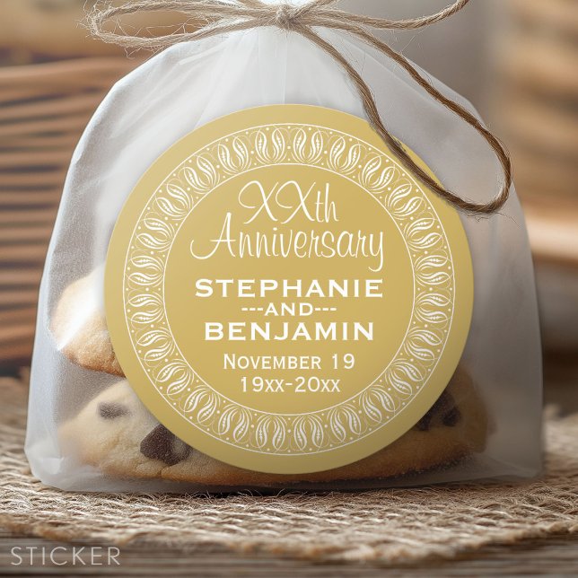 Sticker Rond 50e anniversaire du Mariage Or personnalisé (Anniversary Sticker)