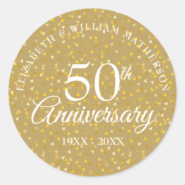 Sticker Rond 50e Anniversaire Golden Hearts (Devant)