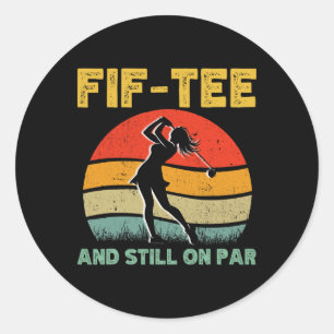 Sticker Rond 50e Anniversaire Golf Femme Design Retro 50 An Ol