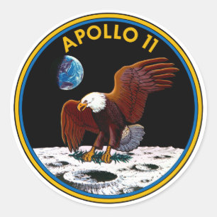 Sticker Rond 50e anniversaire Lune Landing, Apollo 11 insigne :