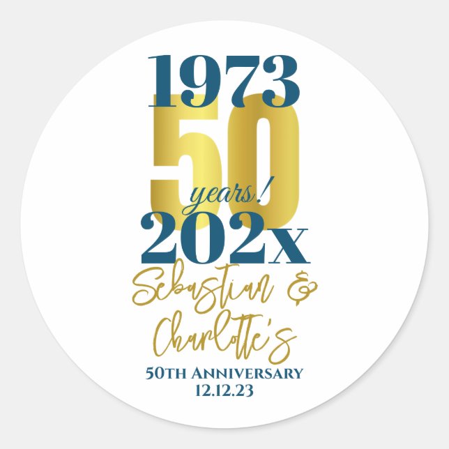 Sticker Rond 50e anniversaire Mariage Date (Devant)