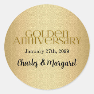 Sticker Rond 50e Anniversaire Mariage d'or