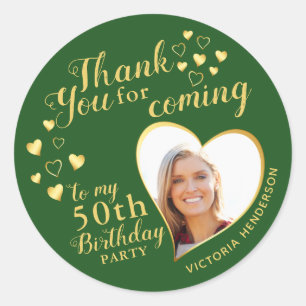 Sticker Rond 50e anniversaire Merci pour devenir Green Favor