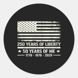 Sticker Rond 50e anniversaire Né 1976 Drapeau américain 250 ans