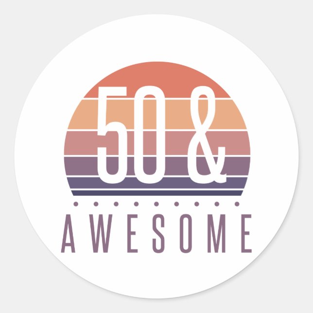 Sticker Rond 50e anniversaire Retro Sunset (Devant)