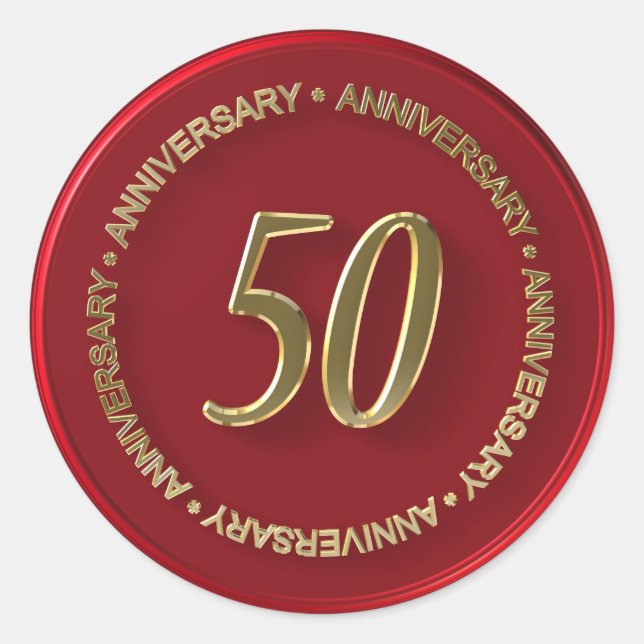 Sticker Rond 50e anniversaire sceau de cire rouge (Devant)