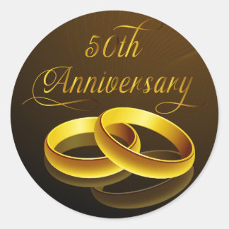 Sticker Rond 50e anniversaire | Script Gold