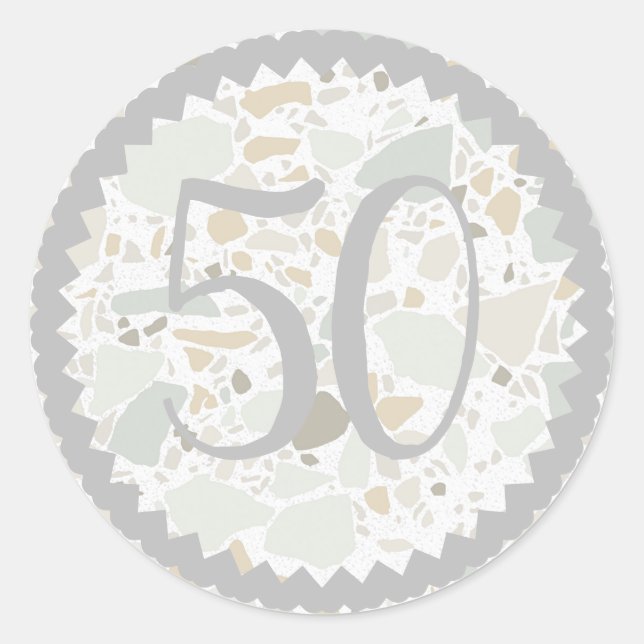 Sticker Rond 50e Anniversaire Terrazzo Texture - sur mesure (Devant)