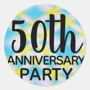 Sticker Rond 50e anniversaire Tie Dye