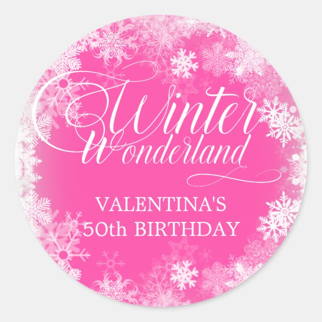 Sticker Rond 50e anniversaire Wonderland Winter Wonderland Snow (Devant)
