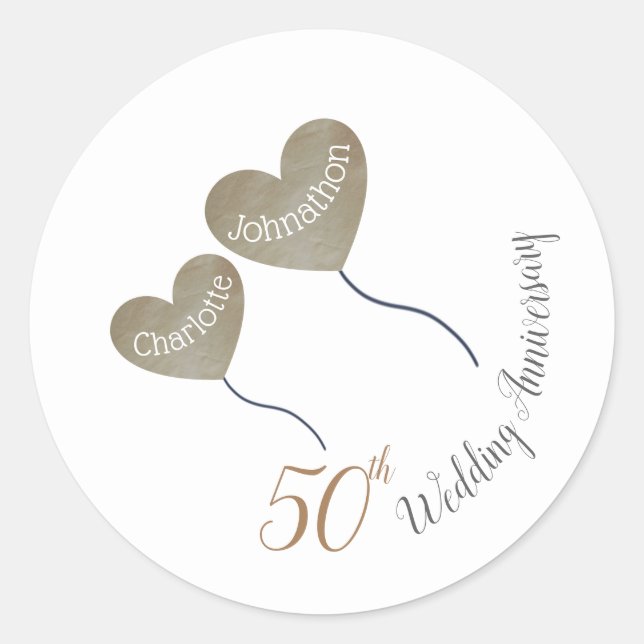Sticker Rond 50e ballon d'or pour l'anniversaire du Mariage (Devant)