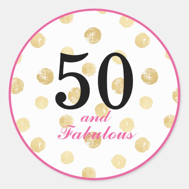 Sticker Rond 50e et fabuleuse fête d'anniversaire (Devant)