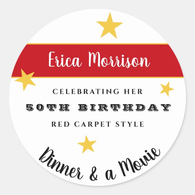 Sticker Rond 50e ou n'importe quel dîner et soirée cinéma (Devant)