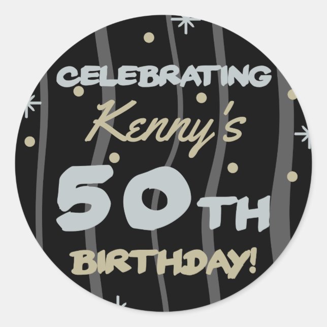 Sticker Rond 50th Birthday Party Ajouter votre nom (Devant)