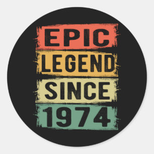 Sticker Rond 51 ans Anniversaire 1974 Epic Légende 51e annivers